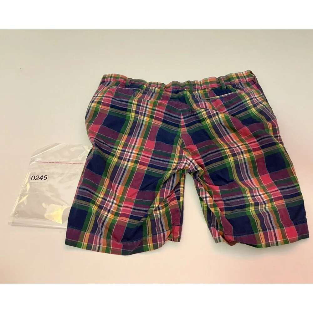 Vintage Mens 34 Polo Ralph Lauren Plaid Shorts Pink Colorful Preppy